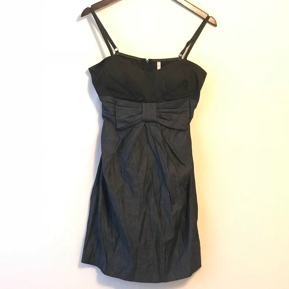 Green and dark denim dress